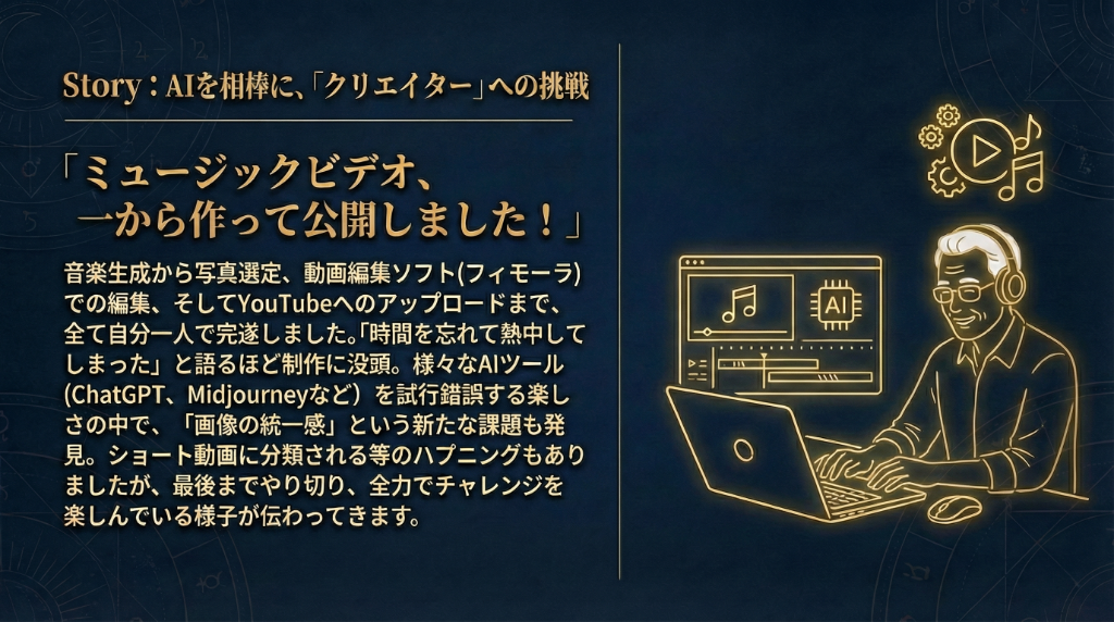 Story 02: AIを相棒にクリエイターへの挑戦。「ミュージックビデオ、一から作って公開しました！」